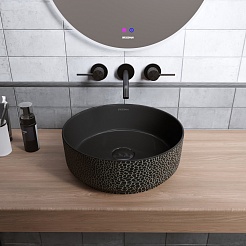 Grossman Раковина накладная Color 35.5 GR-5010BBL черная с текстурой кожи крокодила – фотография-3